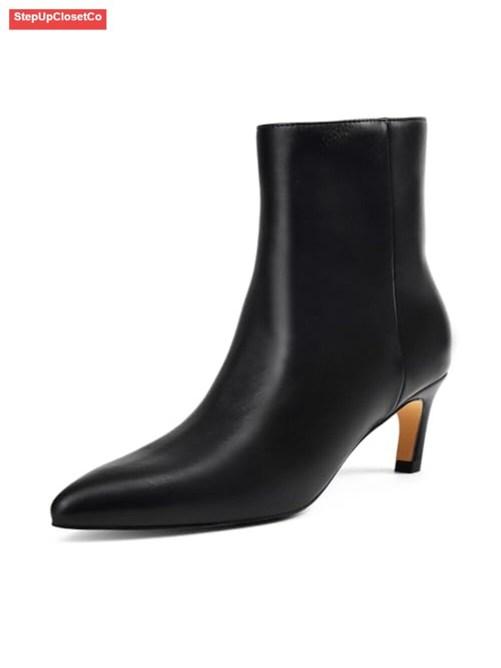 Women's Pointed Toe Ankle Boots Kitten Heel Booties Side Zipper